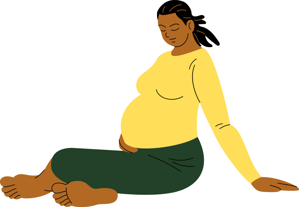 Pregnant person sitting peacefully